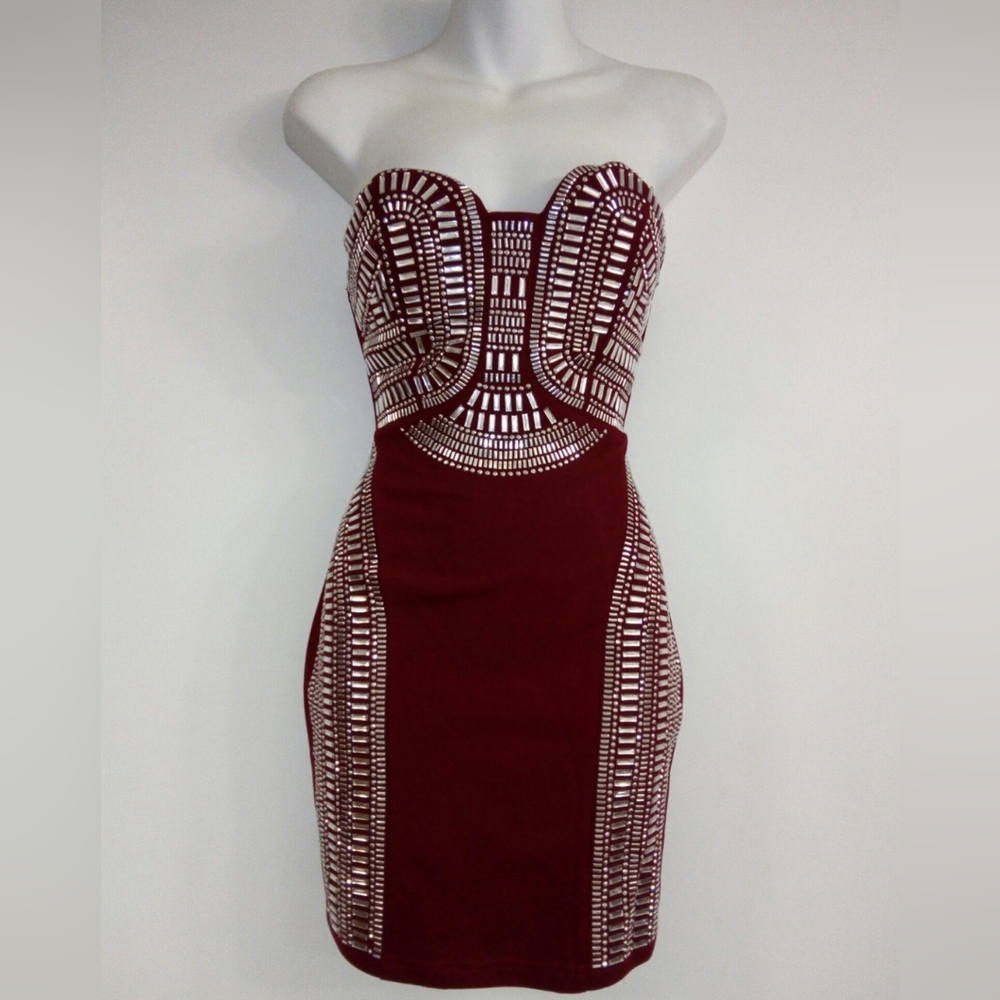 TRIBAL MIRROR BEADED MINI DRESS